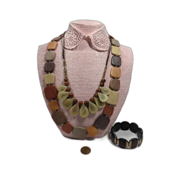 no brand Jewelry - 3pc Boho Jewelry Lot 2 Necklace Bracelet Lightweight Earthtone Fairycore